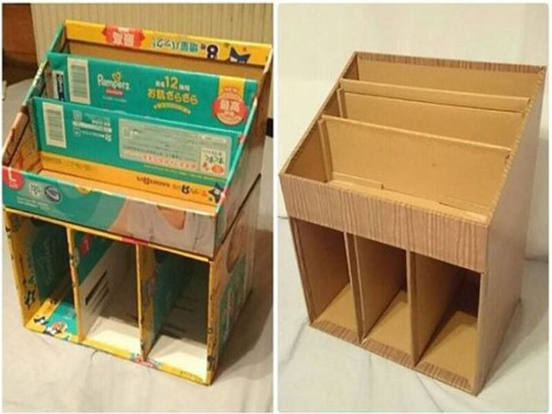 Nguyên liệu chuẩn bị kệ sách bằng giấy carton