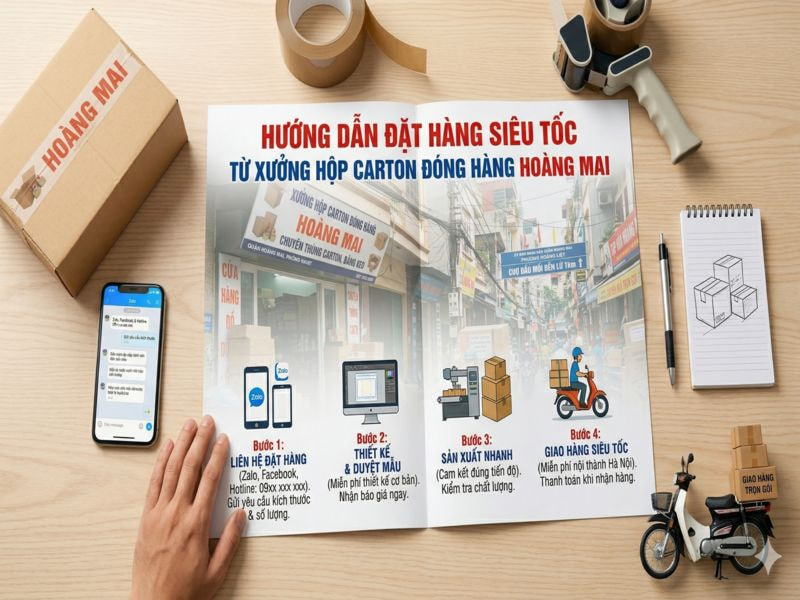 Hướng dẫn đặt hàng siêu tốc từ xưởng Hộp carton đóng hàng