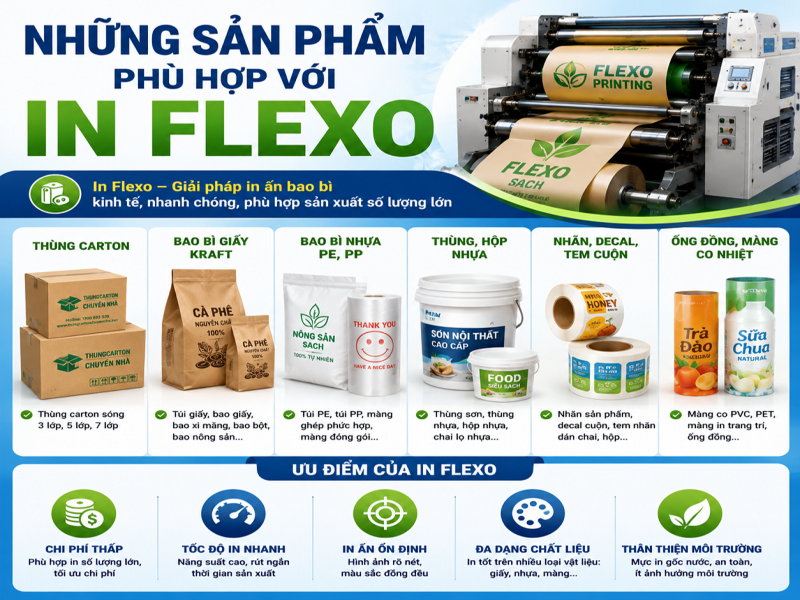 Những sản phẩm phù hợp với in Flexo