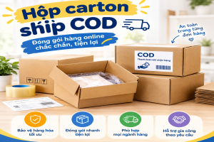 Hộp carton ship COD - Đóng gói hàng online chắc chắn, tiện lợi