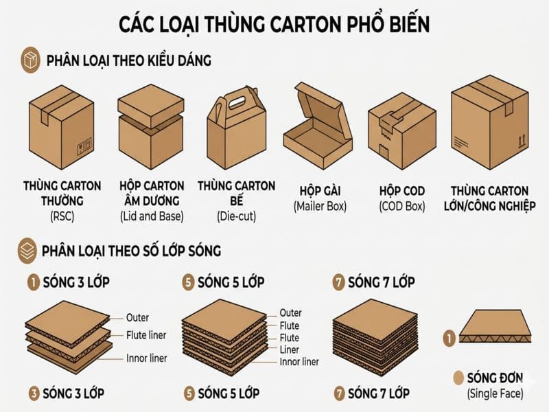 Các loại thùng carton đi đường đèo và xuất khẩu tốt nhất