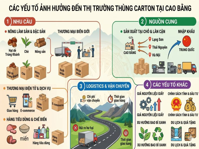 Địa chỉ phân phối thùng carton tại Cao Bằng giá tốt, uy tín cao 9 Các yếu tố ảnh hưởng đến thị trường thùng carton tại Cao Bằng