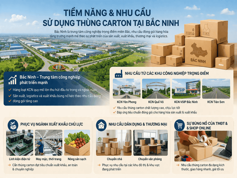 Tiềm năng và nhu cầu sử dụng thùng carton tại Bắc Ninh