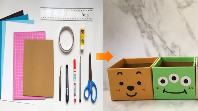 Cách làm hộp đựng bút bằng bìa carton, học tập làm hộp đựng bút bằng bìa carton