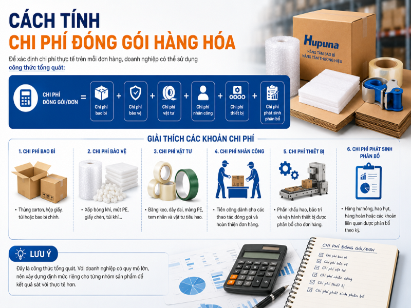Cách tính chi phí đóng gói hàng hóa