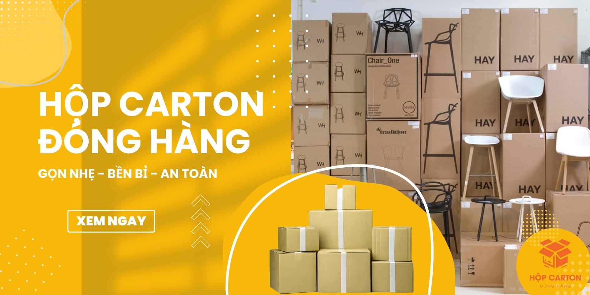 Banner hộp carton đóng hàng