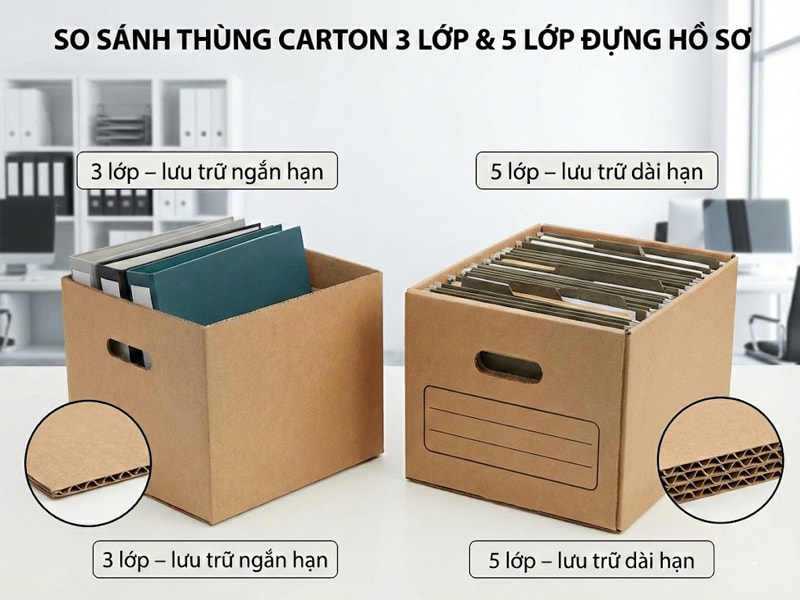 Nên sử dụng thùng carton đựng hồ sơ