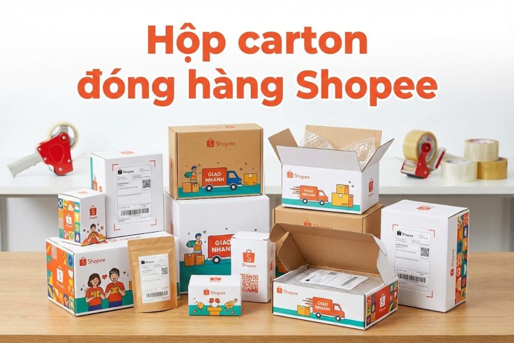 Hộp carton đóng hàng shopee