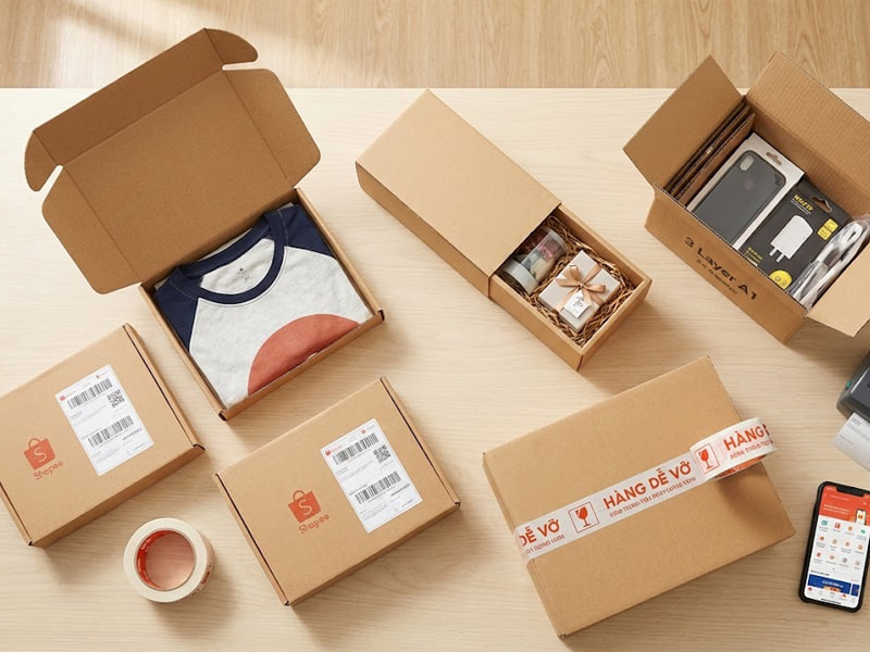 Nên sử dụng hộp carton chuyên dụng khi bán hàng trên shopee