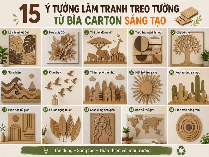Cách làm tranh treo tường từ bìa carton DIY đẹp, dễ làm tại nhà 9 5 ý tưởng làm tranh treo tường từ bìa carton sáng tạo