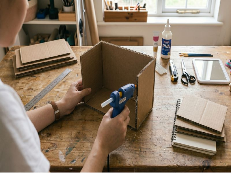 Hướng dẫn làm bàn trang điểm mini từ bìa carton 11 Bước 3: Lắp ghép khung bàn