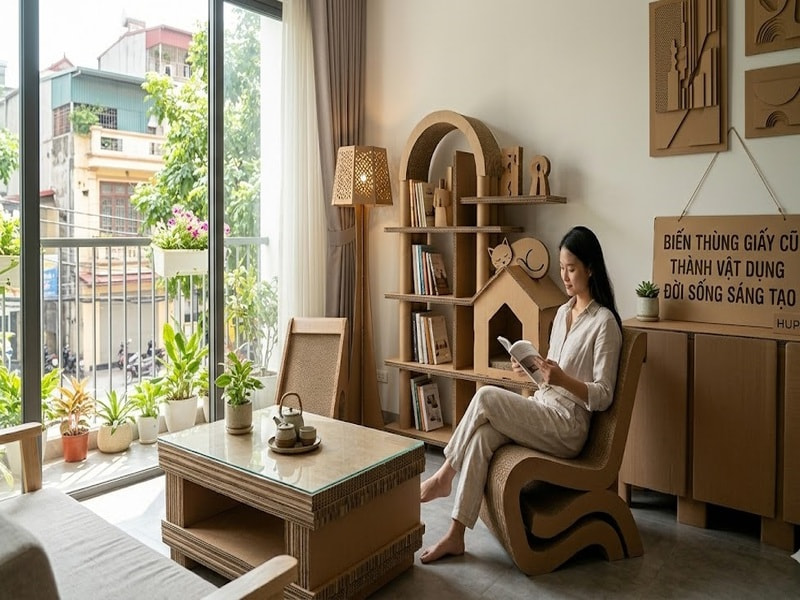15+ Cách tái chế bìa carton cực sáng tạo, đơn giản tại 10 Đồ nội thất và trang trí nhà cửa làm bằng bìa carton