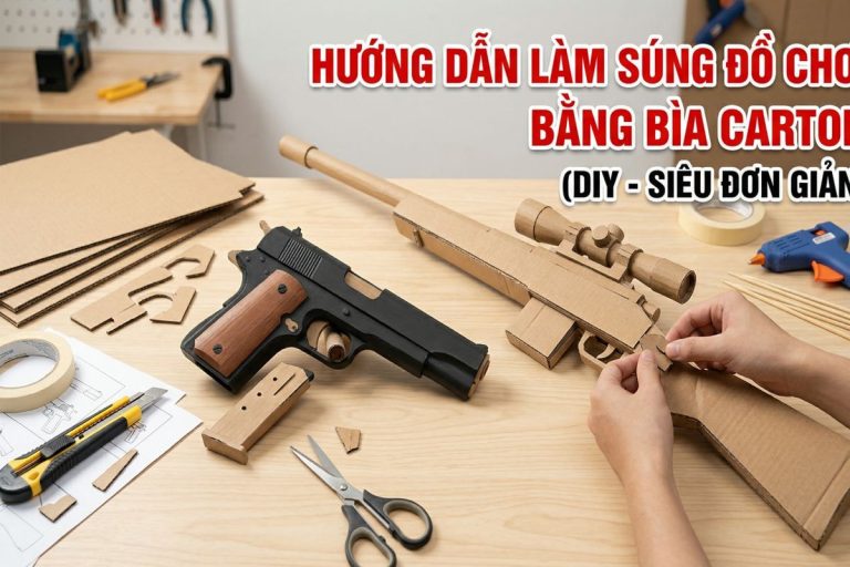 Hướng dẫn cách làm súng đồ chơi bằng bìa carton cực đơn giản