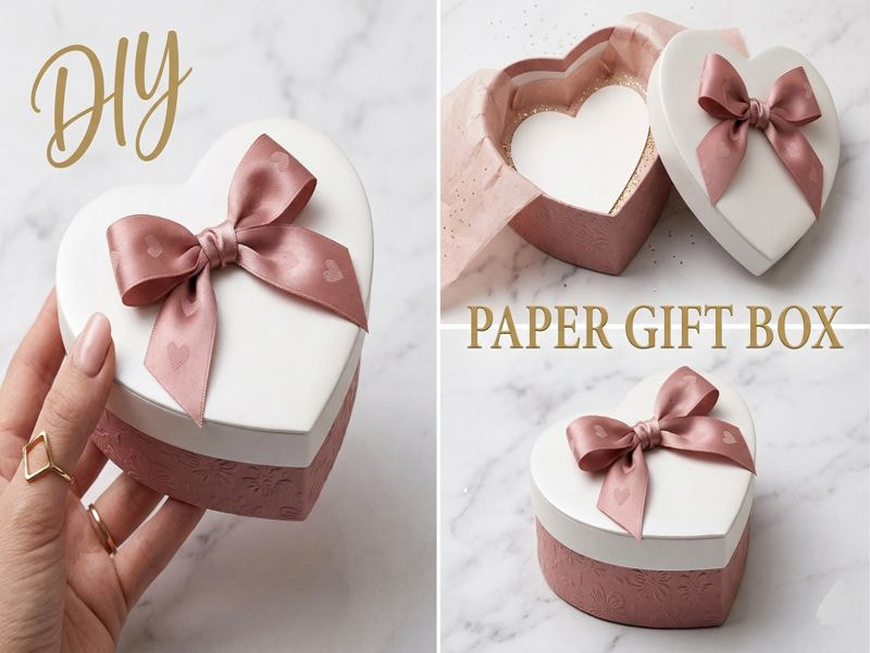 Cách làm hộp quà bằng bìa carton tái chế đẹp, độc đáo 11 Làm hộp quà hình trái tim bằng bìa carton (Nâng cao)