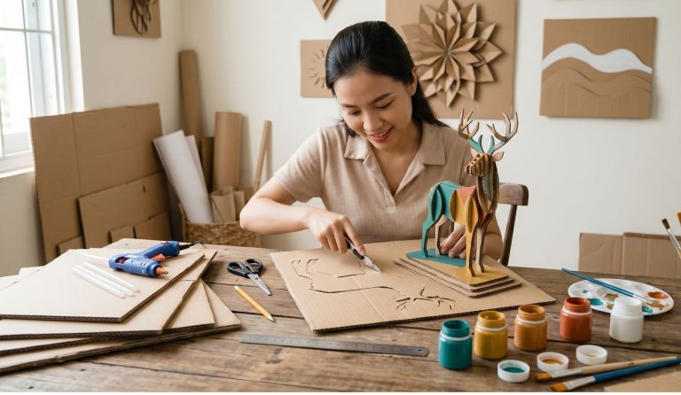 Làm tranh treo tường từ bìa carton