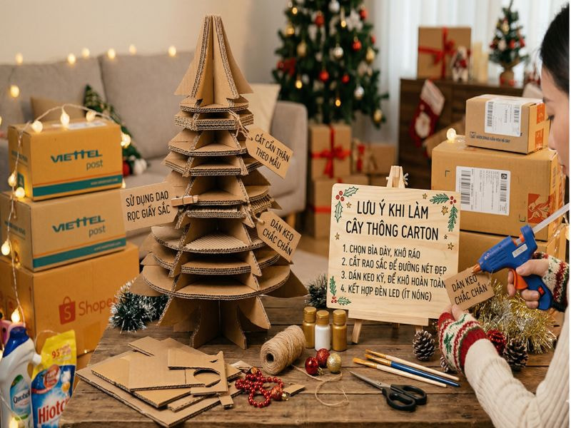 Hướng dẫn làm cây thông Noel bằng bìa carton đơn giản và sáng tạo 13 Những lưu ý nhỏ khi tái chế thùng carton làm cây thông noen