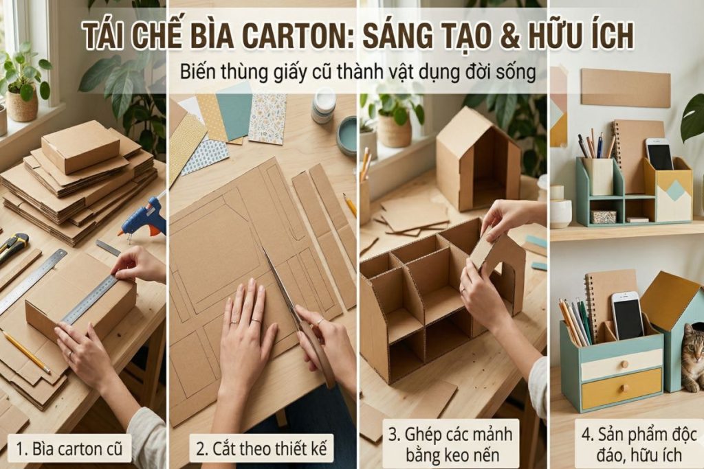 15+ Cách tái chế bìa carton cực sáng tạo, đơn giản tại 1 15+ Cách tái chế bìa carton cực sáng tạo, đơn giản tại