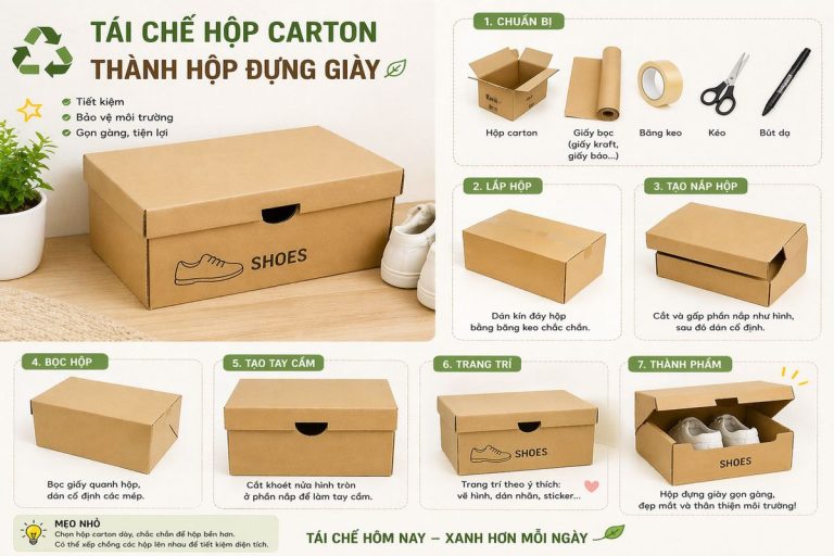 Tái chế hộp carton thành hộp đựng giày
