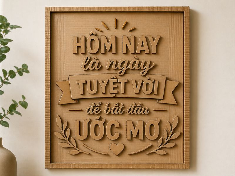 Cách làm tranh treo tường từ bìa carton DIY đẹp, dễ làm tại nhà 11 Tranh chữ Quote bằng bìa carton