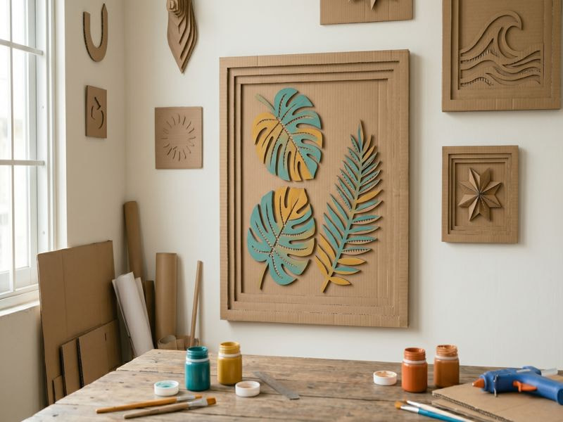 Cách làm tranh treo tường từ bìa carton DIY đẹp, dễ làm tại nhà 12 Tranh lá cây đơn giản bằng bìa carton