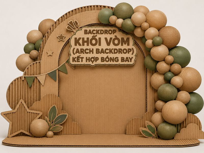 DIY làm Backdrop từ carton đơn giản và sáng tạo 10 Backdrop khối vòm (Arch Backdrop) kết hợp bóng bay