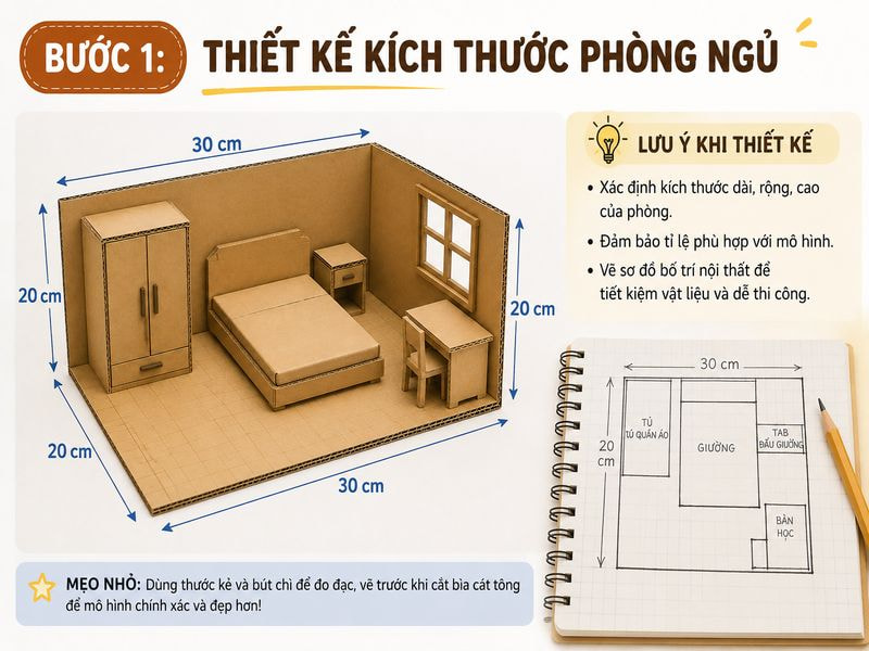 Bước 1: Thiết kế kích thước phòng ngủ