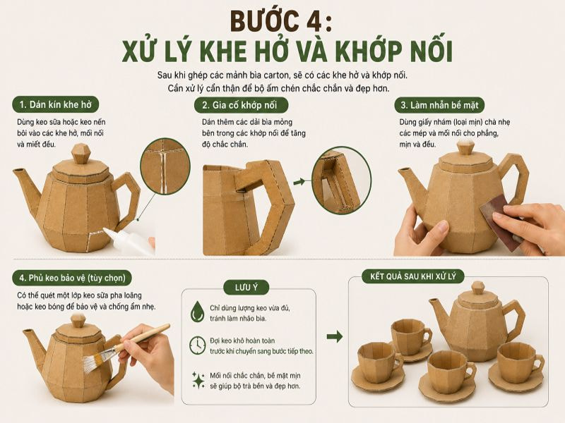 Bước 4: Xử lý khe hở và khớp nối