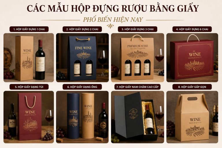 Các mẫu hộp đựng rượu bằng giấy phổ biến hiện nay