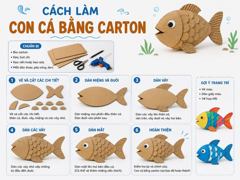 Cách làm con cá bằng carton