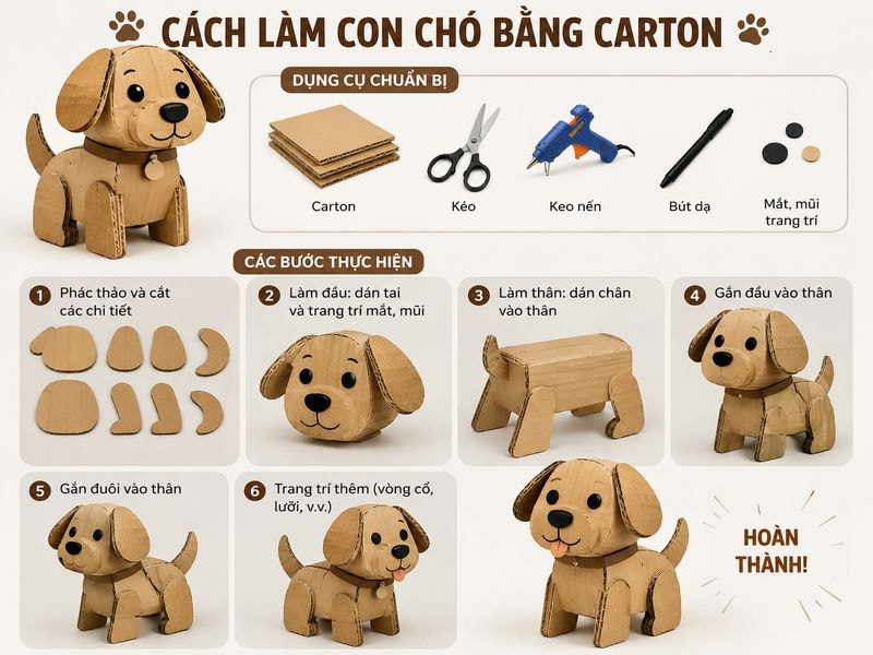 Cách làm con chó bằng carton