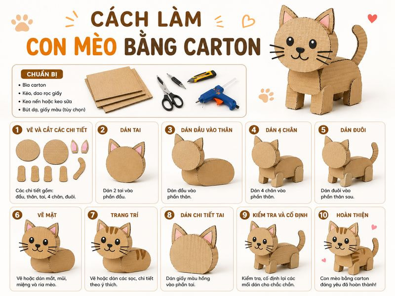Cách làm con mèo bằng carton