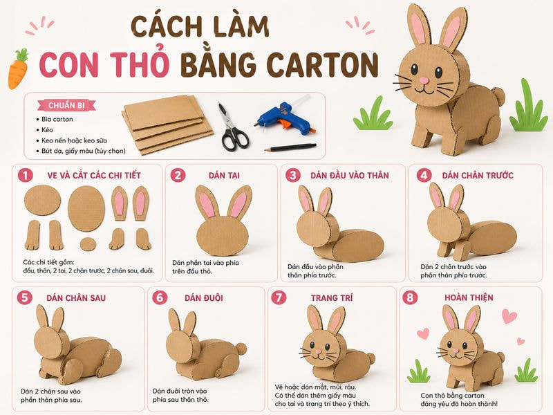 Cách làm con thỏ bằng carton
