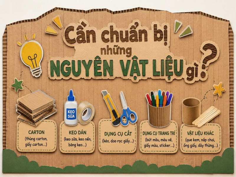 DIY làm Backdrop từ carton đơn giản và sáng tạo 8 Cần chuẩn bị những nguyên vật liệu gì?