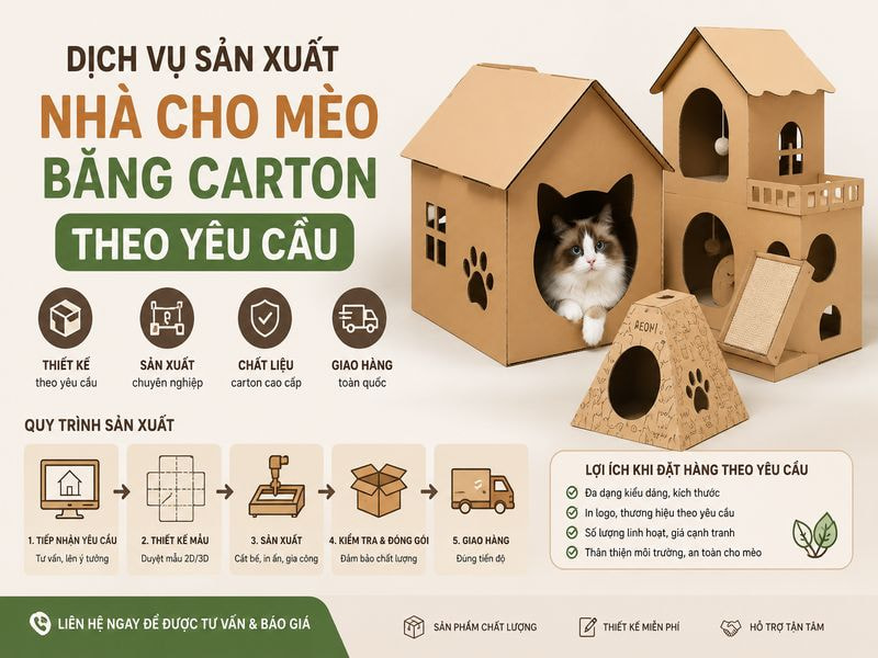 Dịch vụ sản xuất nhà cho mèo bằng carton theo yêu cầu