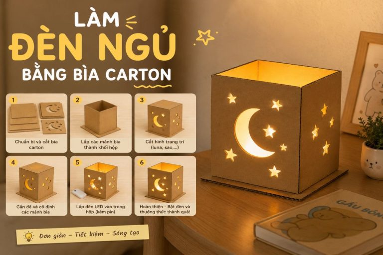 Làm đèn ngủ bằng bìa carton