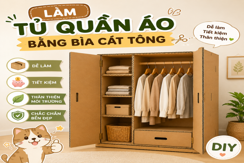Hướng dẫn làm tủ quần áo bằng bìa cát tông chắc chắn tại nhà