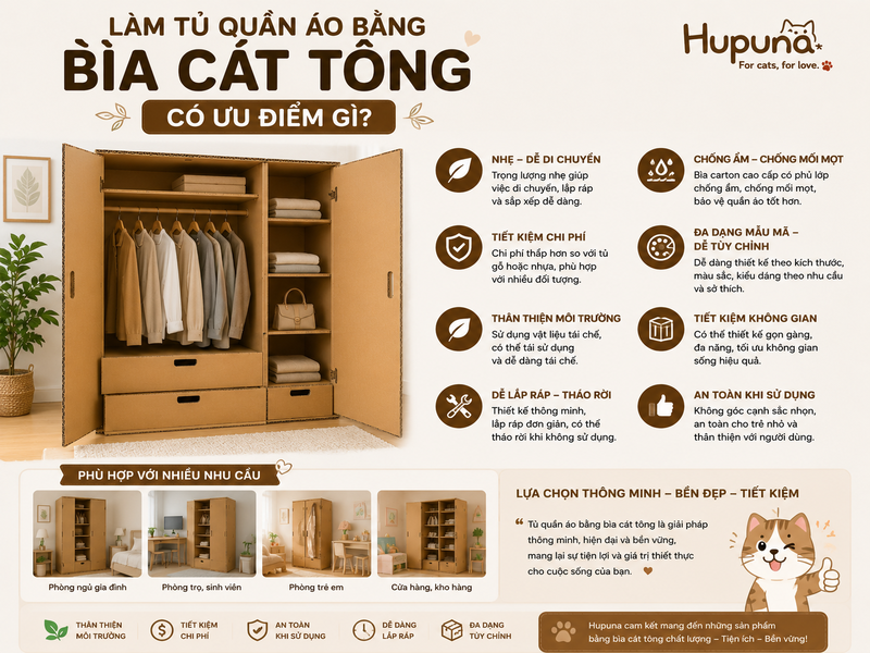 Hướng dẫn làm tủ quần áo bằng bìa cát tông chắc chắn tại nhà 8 Làm tủ quần áo bằng bìa cát tông có ưu điểm gì