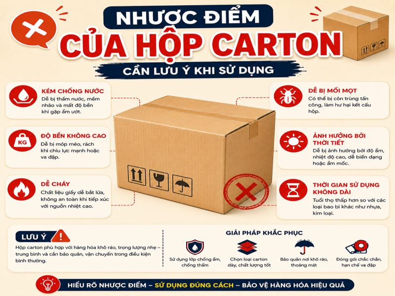 Ưu nhược điểm của hộp carton bạn nên biết? 9 Nhược điểm của hộp carton