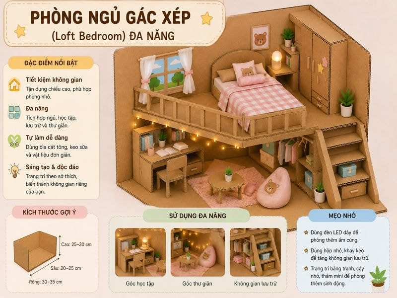 Phòng ngủ gác xép (Loft Bedroom) đa năng