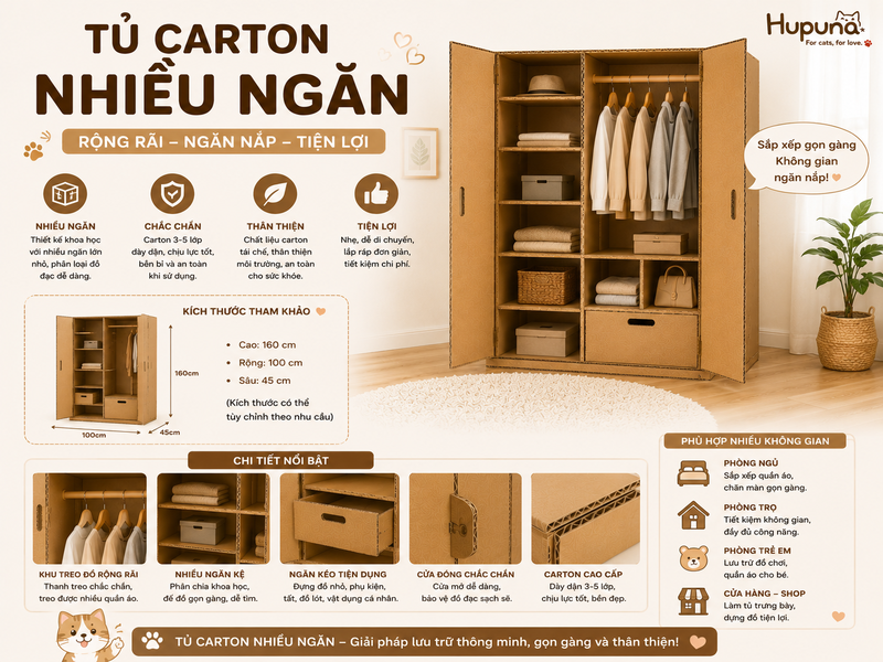 Hướng dẫn làm tủ quần áo bằng bìa cát tông chắc chắn tại nhà 12 Tủ carton nhiều ngăn