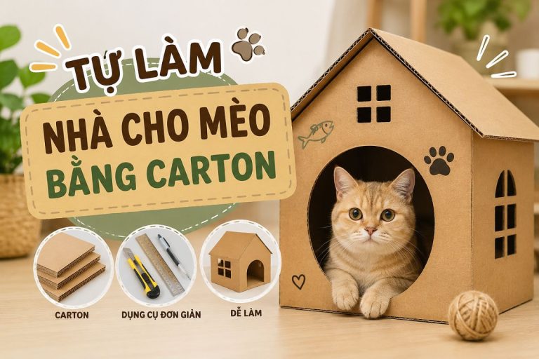 Tự là nhà cho mèo bằng carton