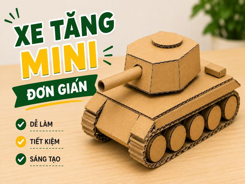Cách làm xe tăng bằng giấy carton đẹp, đơn giản, tại nhà 11 Xe tăng mini đơn giản