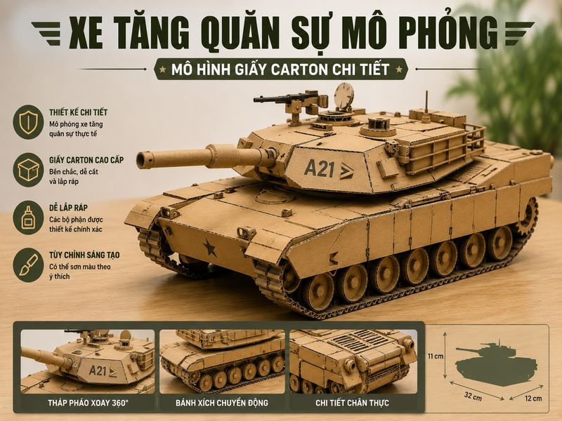 Cách làm xe tăng bằng giấy carton đẹp, đơn giản, tại nhà 12 Xe tăng quân sự mô phỏng