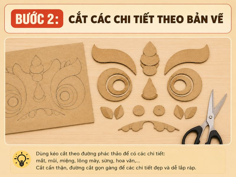 Bước 2: Cắt các chi tiết theo bản vẽ
