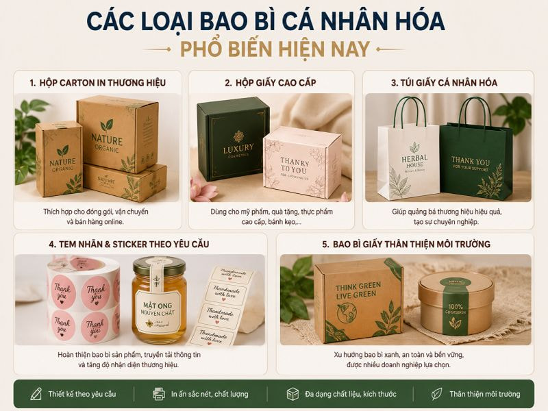 Các loại bao bì cá nhân hóa phổ biến hiện nay