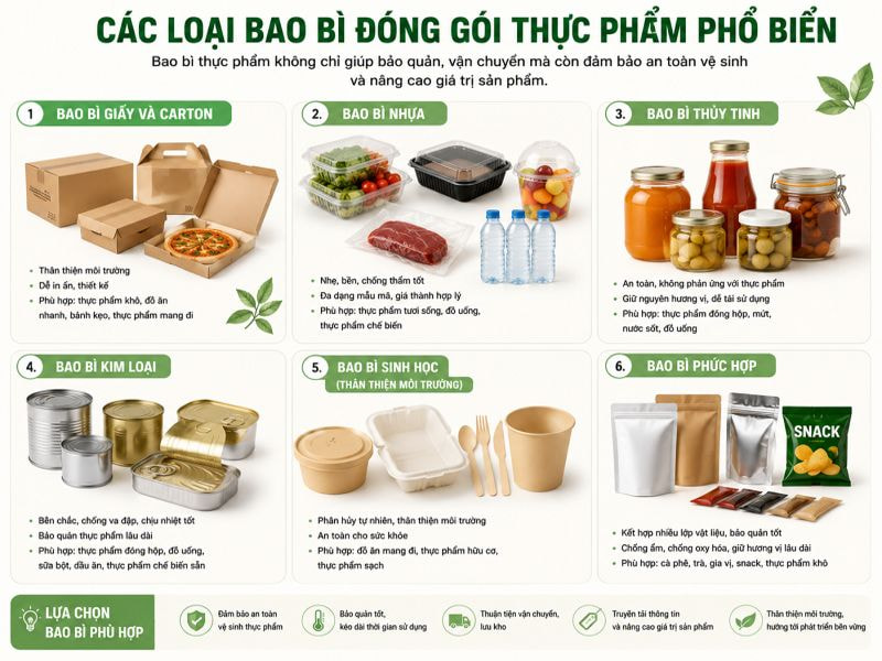 Các loại bao bì đóng gói thực phẩm phổ biến