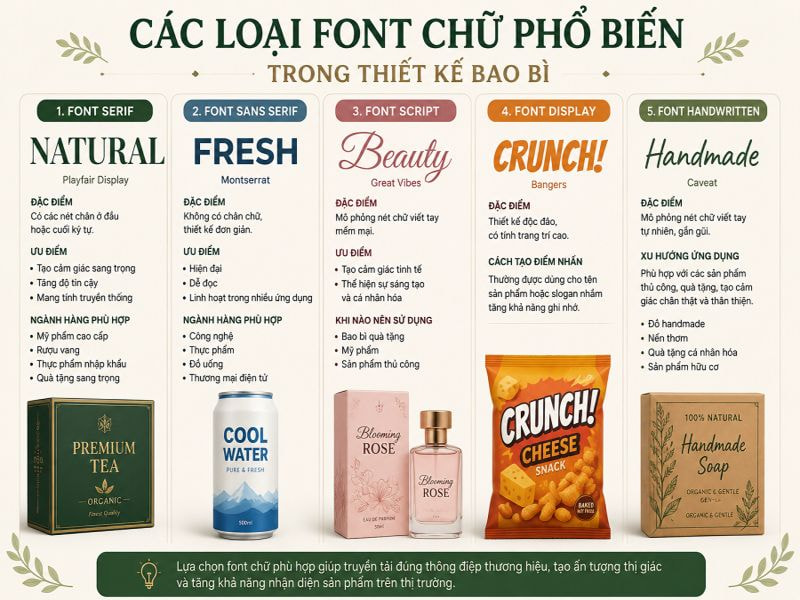 Các loại font chữ phổ biến trong thiết kế bao bì