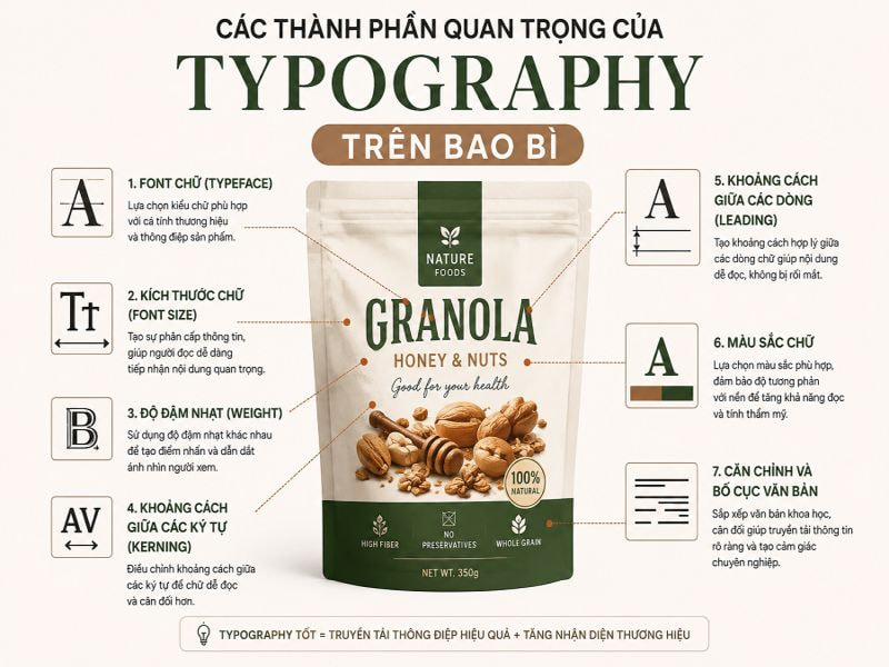 Các thành phần quan trọng của Typography trên bao bì