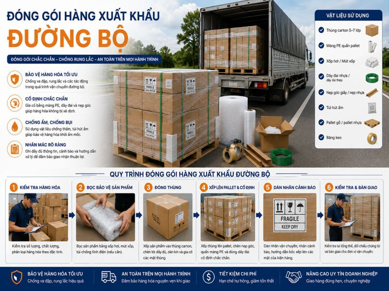 Đóng gói hàng xuất khẩu đường bộ