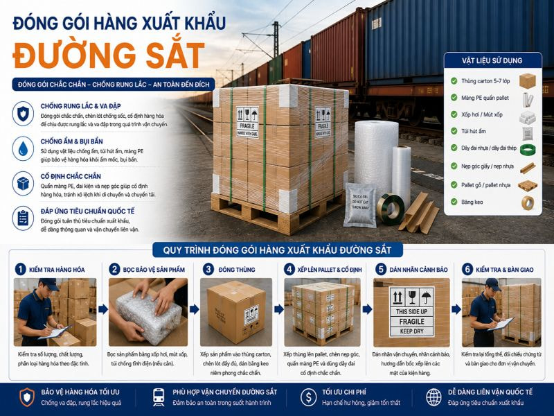 Đóng gói hàng xuất khẩu đường sắt